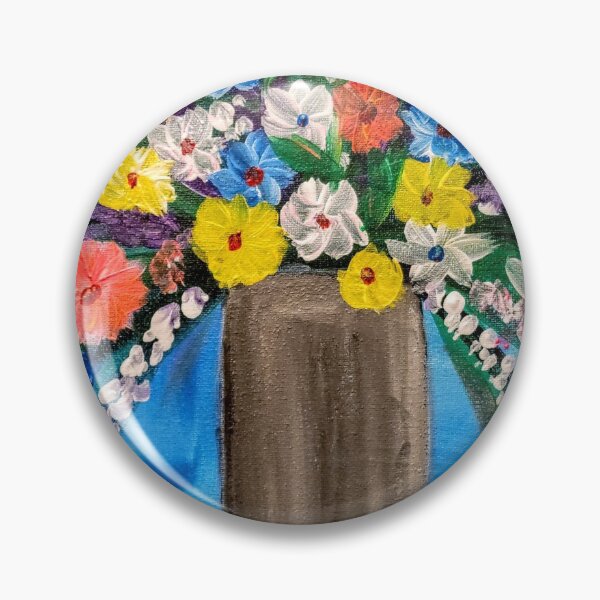 Item preview, Some abstract mixed flowers in a metallic vase  designed and sold by kkartwork.