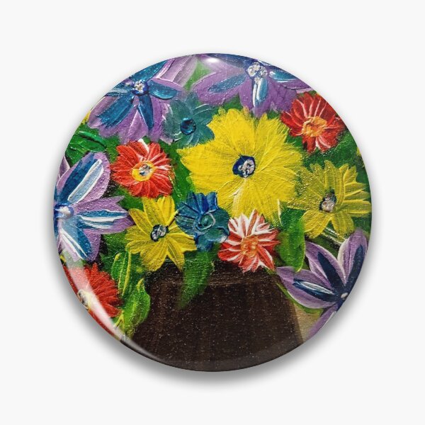 Item preview, Some abstract mixed flowers in a metallic vase  designed and sold by kkartwork.