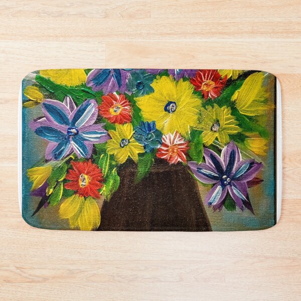 Item preview, Some abstract mixed flowers in a metallic vase  designed and sold by kkartwork.