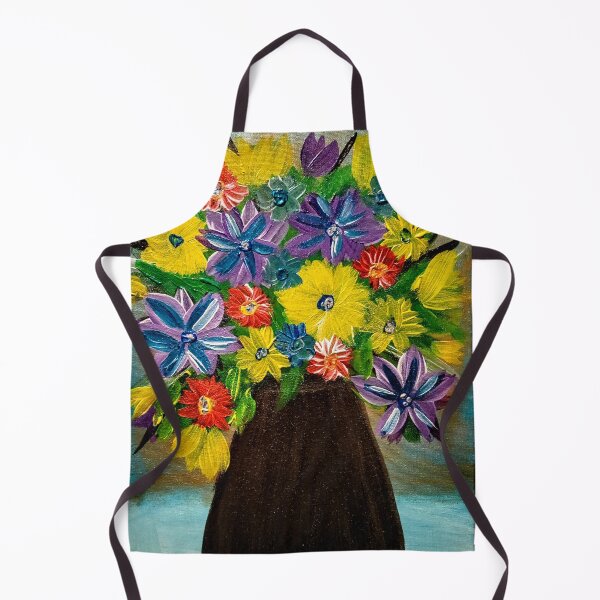 Item preview, Some abstract mixed flowers in a metallic vase  designed and sold by kkartwork.
