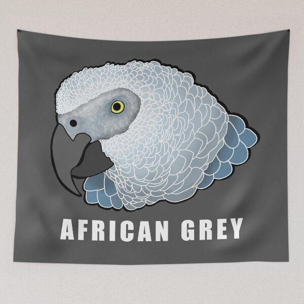 Item preview, Cute African Grey Parrot Hand Drawn Illustration also known as the Congo Grey Parrots designed and sold by PrettyLittlePic.