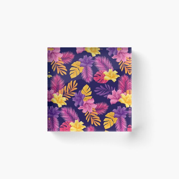 Item preview, Floral Hibiscus Hawaiian Purple Pink Yellow Tropical designed and sold by myrgomez.