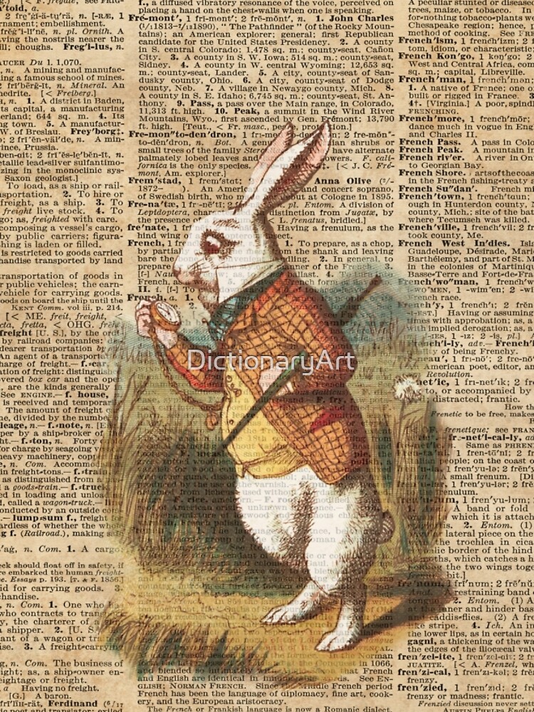White Rabbit Alice in Wonderland Vintage Art by DictionaryArt