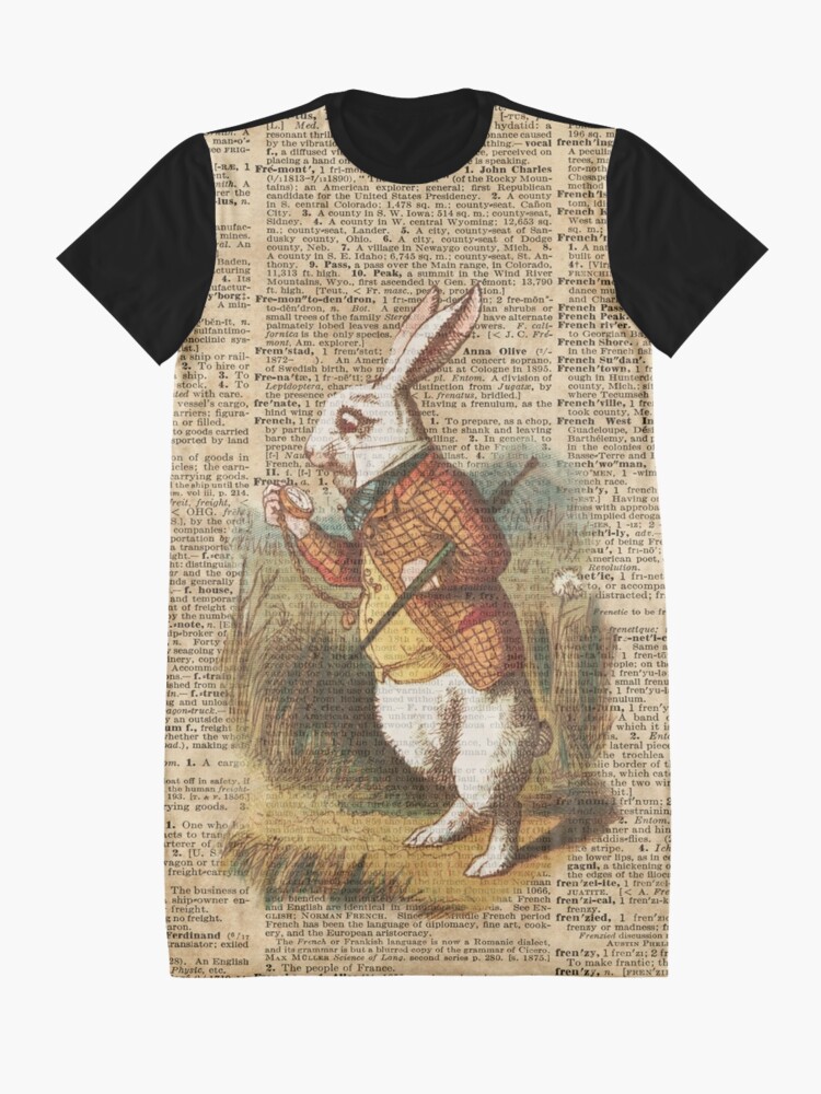 Alternate view of White Rabbit Alice in Wonderland Vintage Art Graphic T-Shirt Dress