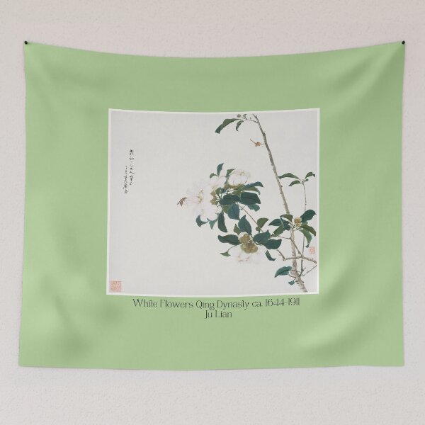 Item preview, White Flowers Qing Dynasty Watercolor Painting Ju Lian Design designed and sold by EarthArtDesigns.