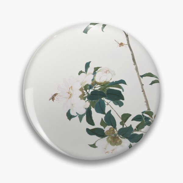 Item preview, White Flowers Qing Dynasty Watercolor Painting Ju Lian Design designed and sold by EarthArtDesigns.