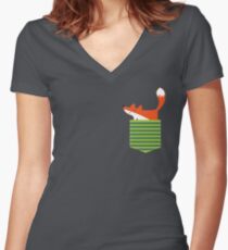 fox in my pocket Women's Fitted V-Neck T-Shirt