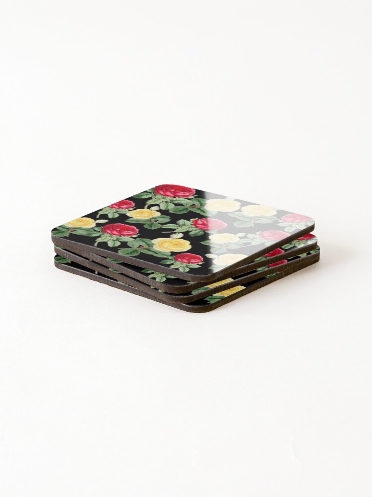 Thumbnail 4 of 5, Coasters (Set of 4), Red Yellow Roses designed and sold by creaturespie.