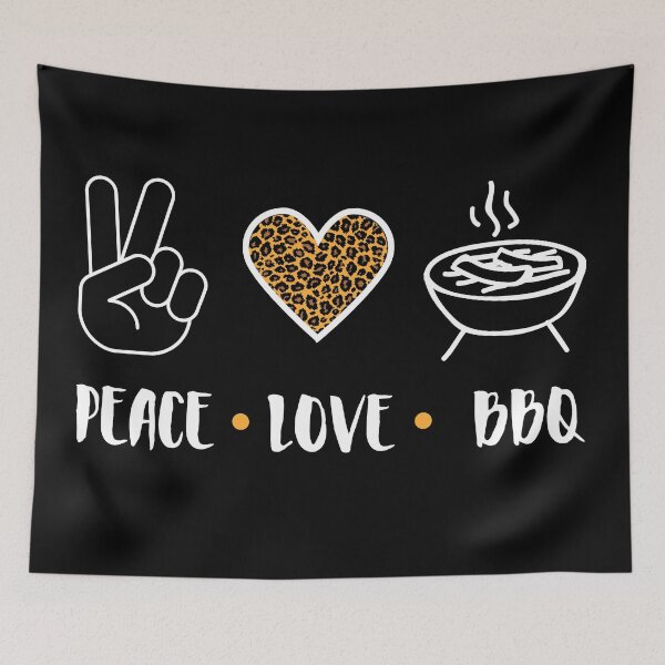 Item preview, Peace Love BBQ Barbeque Cookout Cute Grilling Meat  designed and sold by sinceanna.