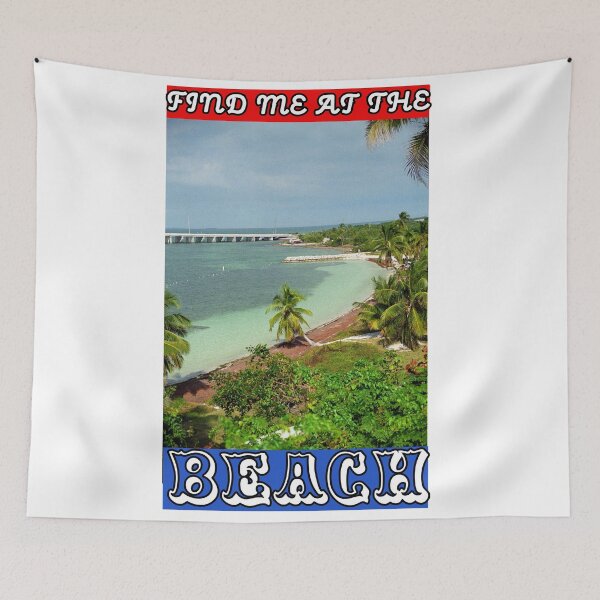 Item preview, Find Me At The Beach - Palm Trees Blue Water Florida Keys Bridge Blue Skies designed and sold by KeysTreasures.