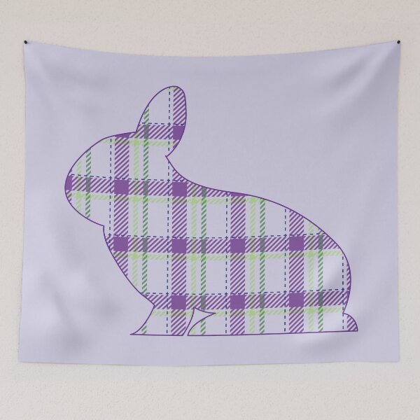 Item preview, Bunny outline with lavender plaid pattern in lilac background designed and sold by FunnyChameleon.