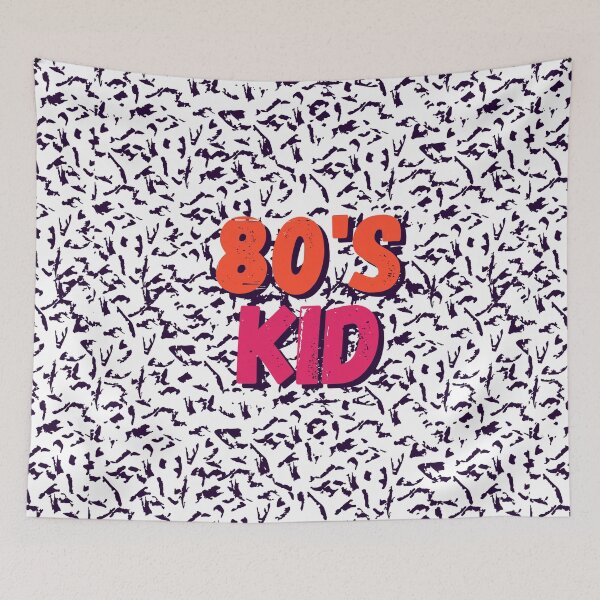 Item preview, 80s kid Bold text typography : Fun, motivational and inspirational quotes with bright colorful minimalist rad pop art in orange pink 1980s retro hipster style Memphis animal pattern background designed and sold by Inside Head.