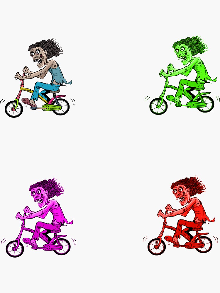 "zombie bicycle zombie on a bicycle " Sticker for Sale by toastygoat
