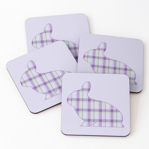 Item preview, Bunny outline with lavender plaid pattern in lilac background designed and sold by FunnyChameleon.