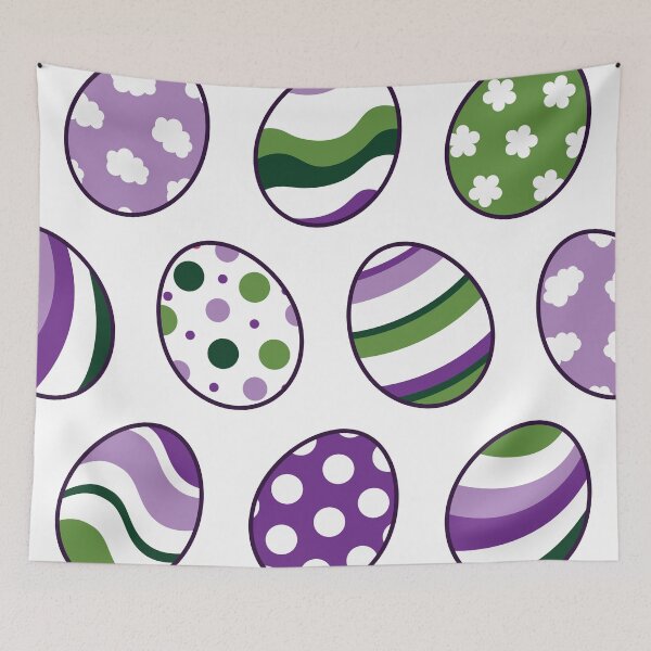 Item preview, Egg Pattern | Purple Green | Stripes Clouds Flowers Dots | White designed and sold by Wintre2.