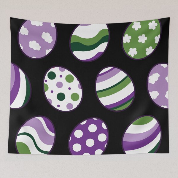 Item preview, Egg Pattern | Purple Green | Stripes Clouds Flowers Dots | Black designed and sold by Wintre2.