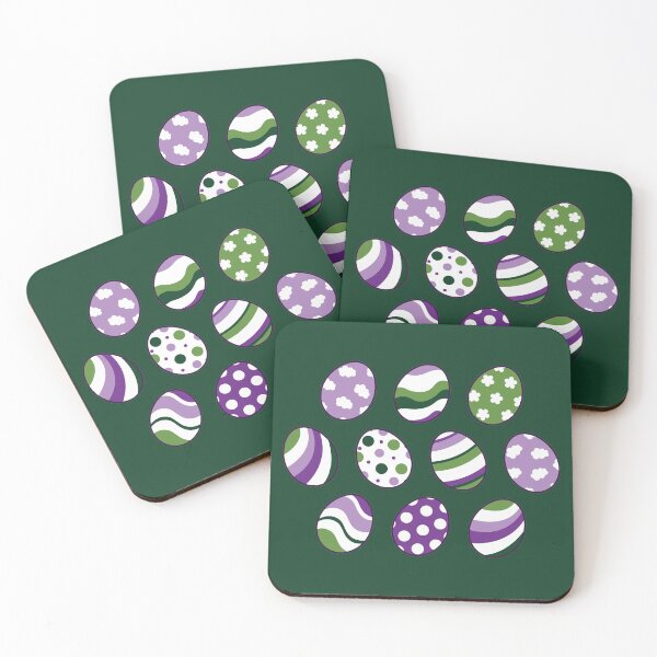 Item preview, Egg Pattern | Purple Green | Stripes Clouds Flowers Dots | Dark Green designed and sold by Wintre2.