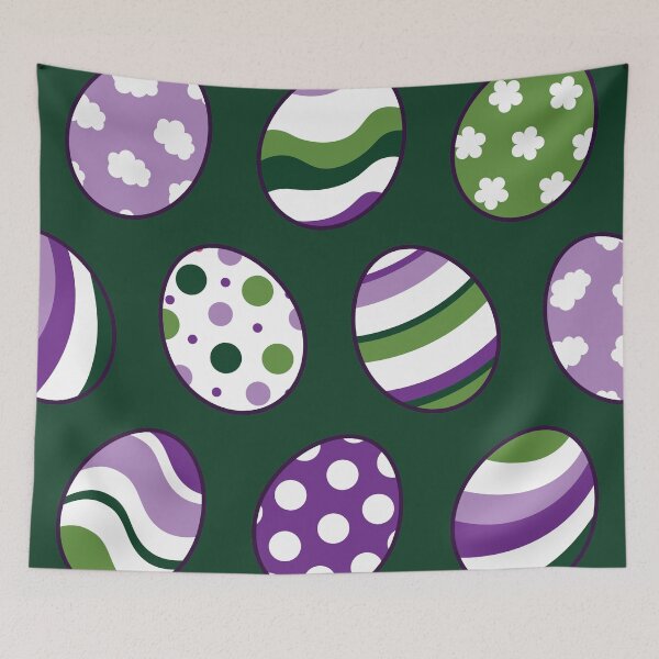 Item preview, Egg Pattern | Purple Green | Stripes Clouds Flowers Dots | Dark Green designed and sold by Wintre2.