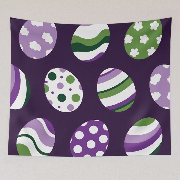 Item preview, Egg Pattern | Purple Green | Stripes Clouds Flowers Dots | Dark Purple designed and sold by Wintre2.