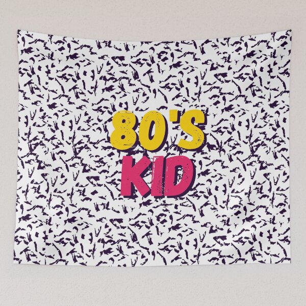 Item preview, 80s kid Bold text typography : Fun, motivational and inspirational quotes with bright colorful minimalist rad pop art in yellow pink 1980s retro hipster style Memphis animal pattern background designed and sold by Inside Head.