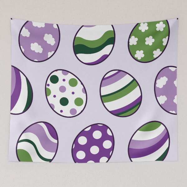 Item preview, Egg Pattern | Purple Green | Stripes Clouds Flowers Dots | Light Purple designed and sold by Wintre2.