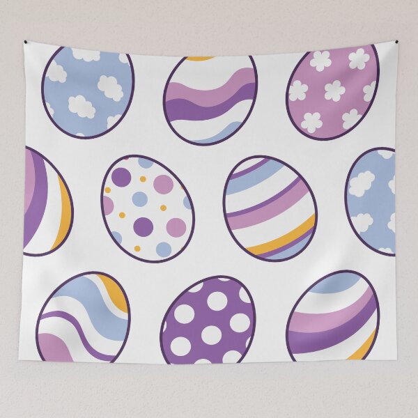 Item preview, Egg Pattern | Purple Orange | Stripes Clouds Flowers Dots | White designed and sold by Wintre2.