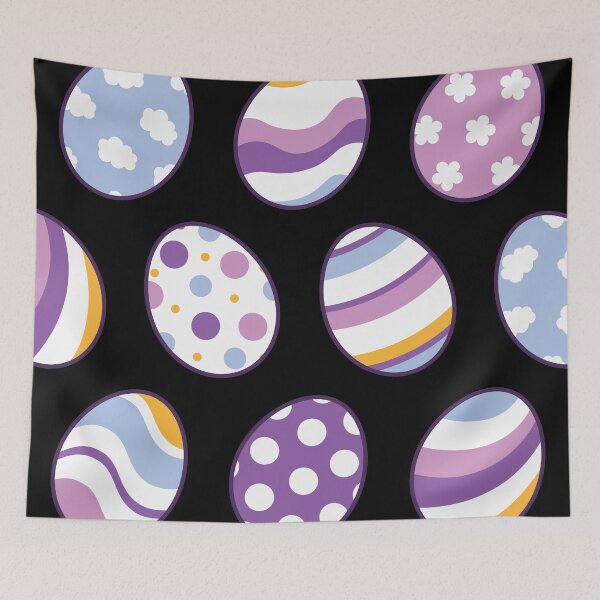Item preview, Egg Pattern | Purple Orange | Stripes Clouds Flowers Dots | Black designed and sold by Wintre2.