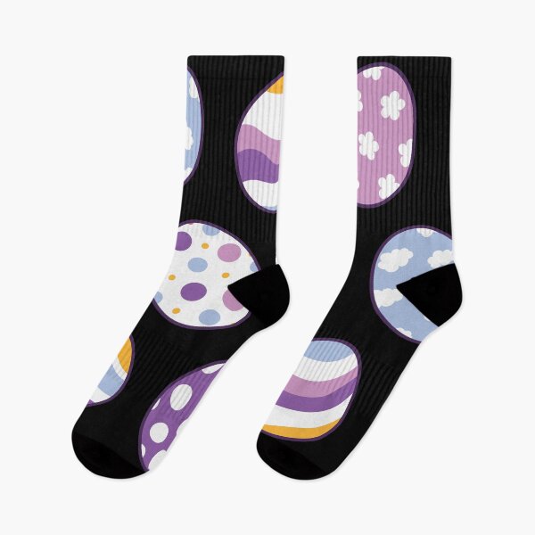 Item preview, Egg Pattern | Purple Orange | Stripes Clouds Flowers Dots | Black designed and sold by Wintre2.