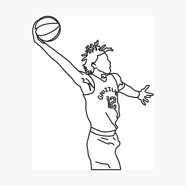 How to Draw Ja Morant for Kids - Memphis Grizzlies Basketball 