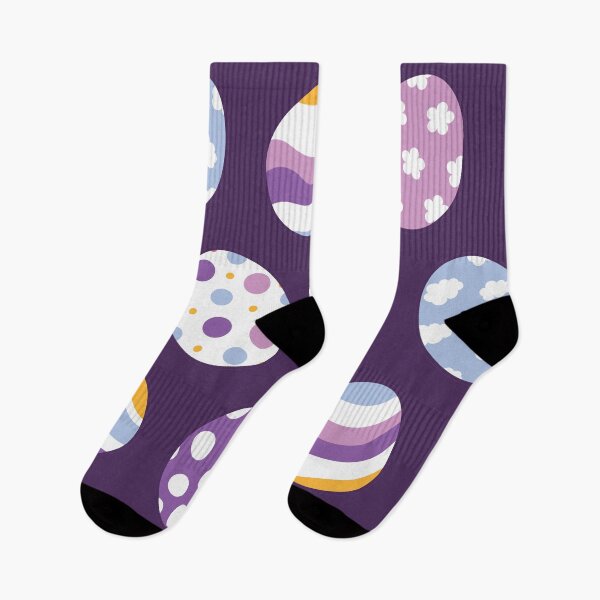 Item preview, Egg Pattern | Purple Orange | Stripes Clouds Flowers Dots | Dark Purple designed and sold by Wintre2.