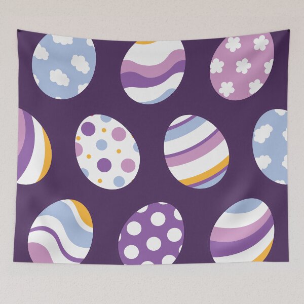 Item preview, Egg Pattern | Purple Orange | Stripes Clouds Flowers Dots | Dark Purple designed and sold by Wintre2.