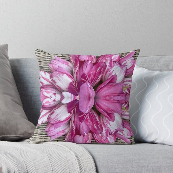 Item preview, Diseño floral de tulipanes de rayas rosas designed and sold by MillaFlora.