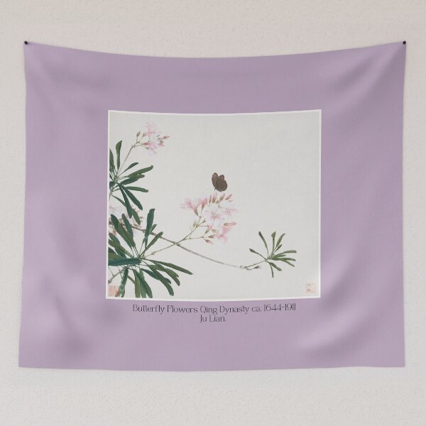 Item preview, Butterfly Flowers Qing Dynasty Watercolor Painting Ju Lian Design designed and sold by EarthArtDesigns.