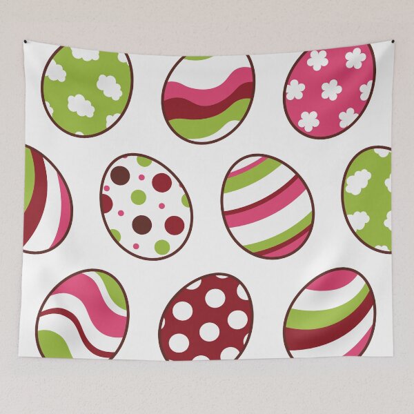 Item preview, Egg Pattern | Pink Green | Stripes Clouds Flowers Dots | White designed and sold by Wintre2.