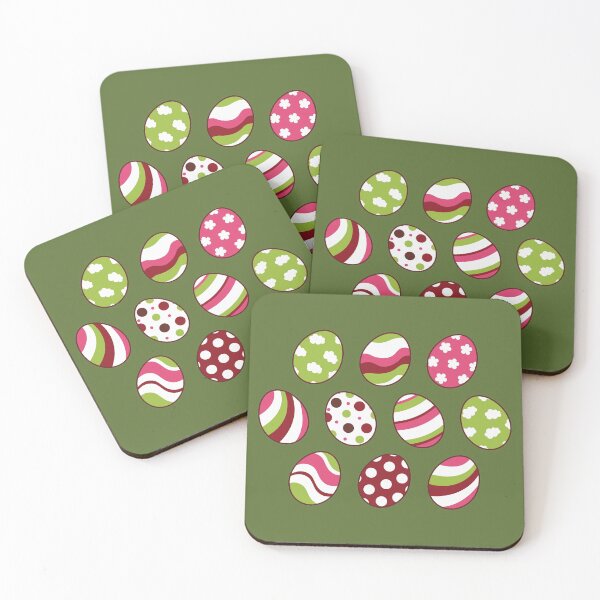 Item preview, Egg Pattern | Pink Green | Stripes Clouds Flowers Dots | Dark Green designed and sold by Wintre2.