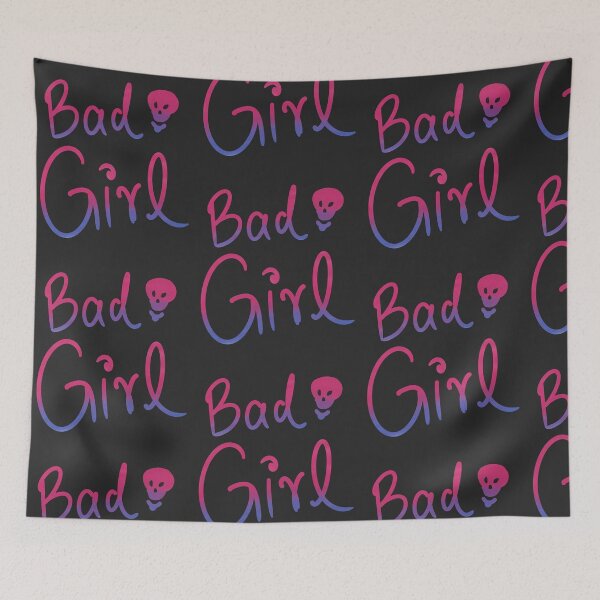 Item preview, Bad girl skull handwritten (spray painted blue pink) designed and sold by wavethreat.