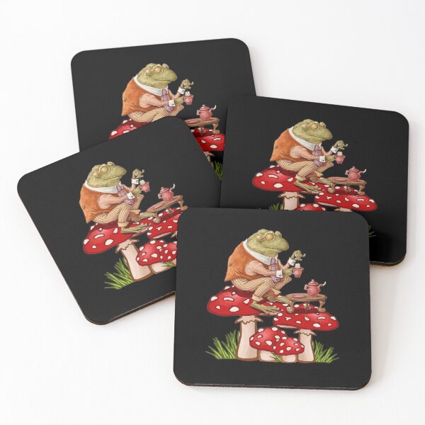 Item preview, Frog Drinking Tea Mushroom Aesthetic Cottagecore designed and sold by Dressed For  Duty.