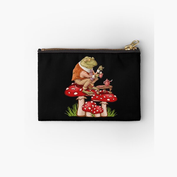 Item preview, Frog Drinking Tea Mushroom Aesthetic Cottagecore designed and sold by Dressed For  Duty.