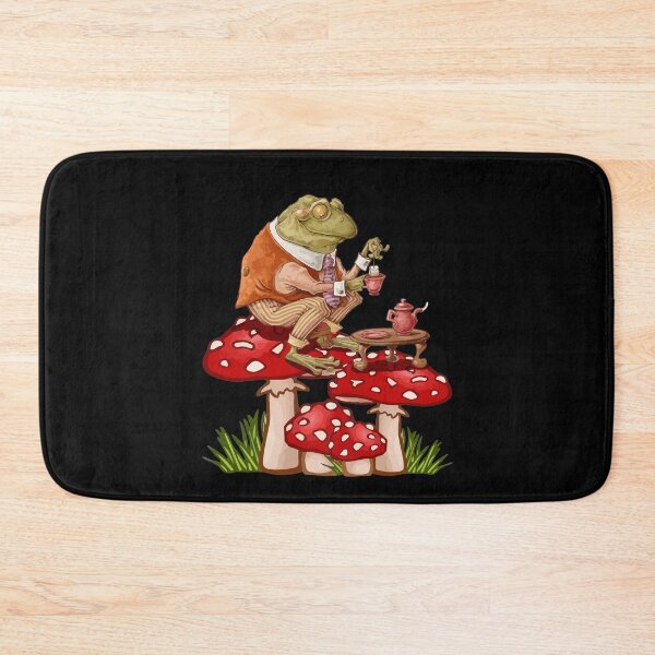 Item preview, Frog Drinking Tea Mushroom Aesthetic Cottagecore designed and sold by Dressed For  Duty.