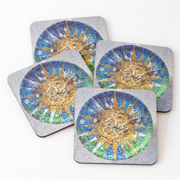 Item preview, Round Mosaic Broken Tiles Gaudi Guell Barcelona Spain designed and sold by Andreea Eva Herczegh.