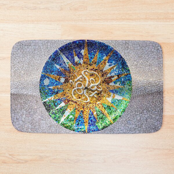 Item preview, Round Mosaic Broken Tiles Gaudi Guell Barcelona Spain designed and sold by Andreea Eva Herczegh.