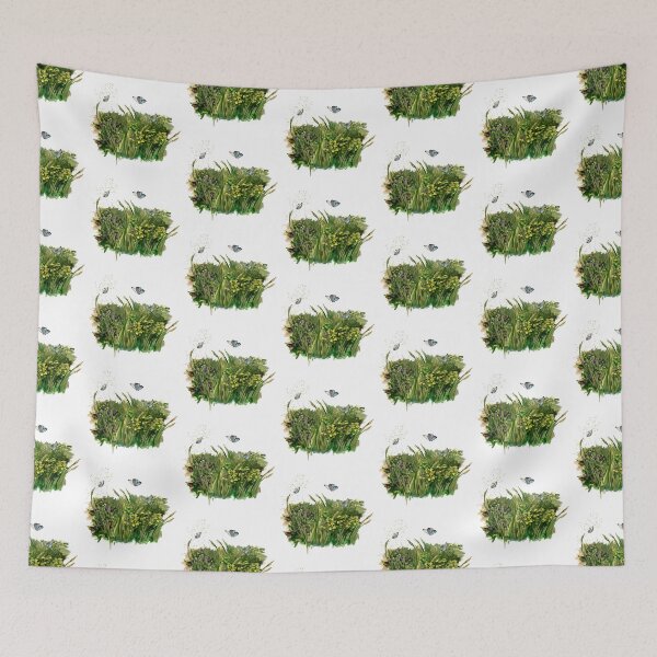 Item preview, Butterflies in Flight over Purple and Yellow Wildflowers and Wild Grass designed and sold by ObservantPoet.