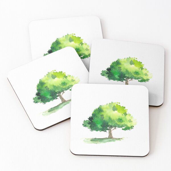 Item preview, Watercolor tree with many shades of green designed and sold by ByMonStudio.