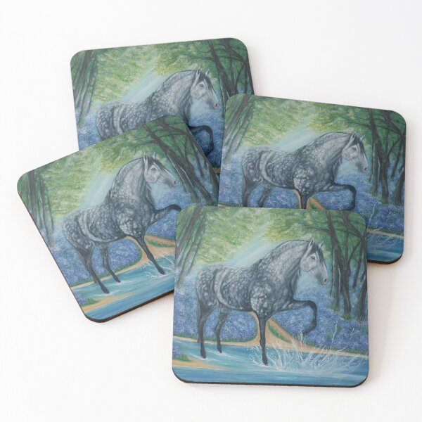 Item preview, Andalusian stallion painting playing in the river designed and sold by horseaddicted.
