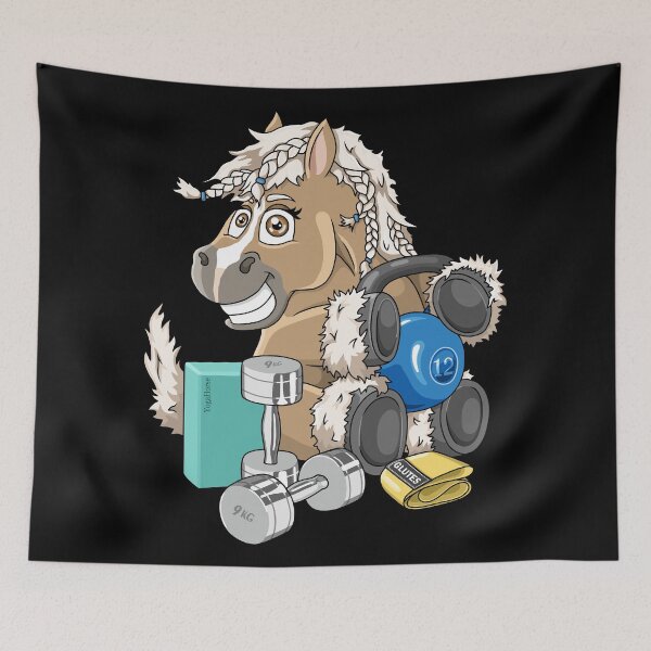 Item preview, Lovely Haflinger horse working out with dumbbells designed and sold by ARTemyzz.