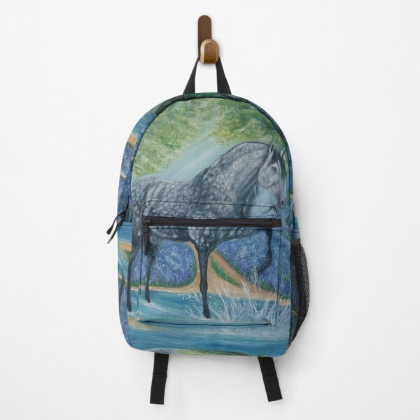 Item preview, Andalusian stallion painting playing in the river designed and sold by horseaddicted.
