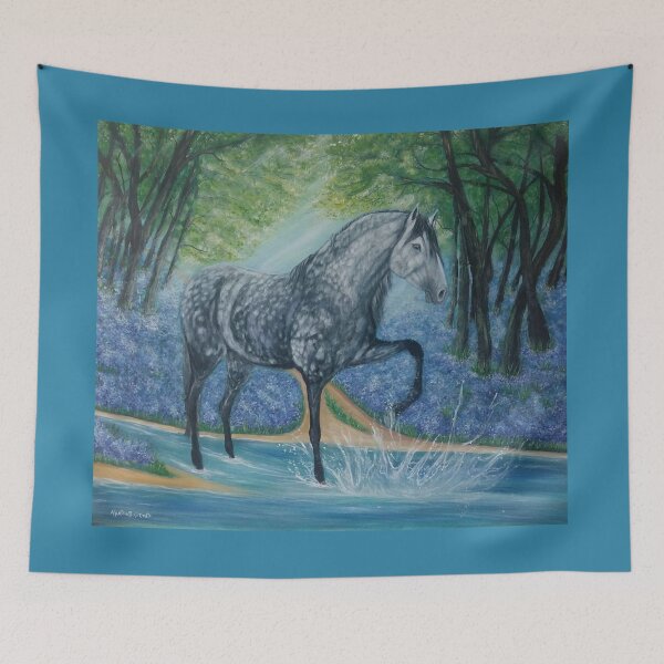 Item preview, Andalusian stallion painting playing in the river designed and sold by horseaddicted.