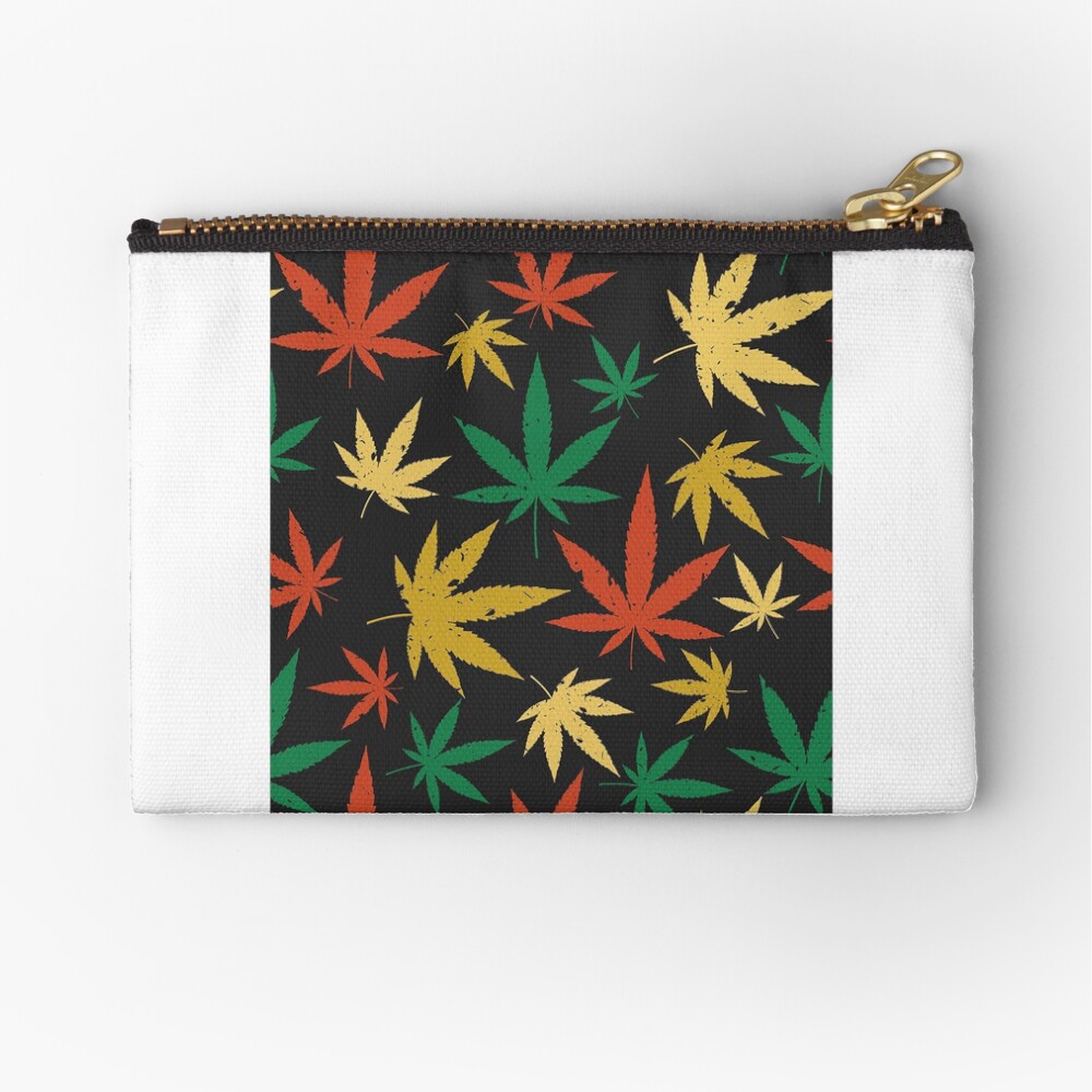 Red yellow green cannabis leaf Zipper Pouch