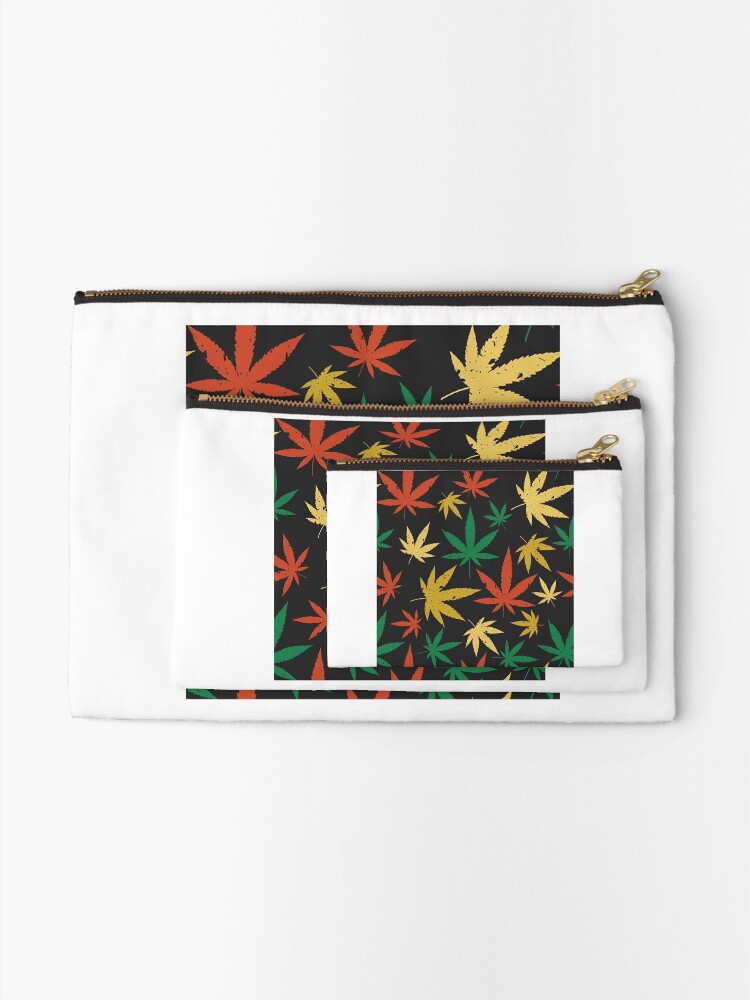 Alternate view of Red yellow green cannabis leaf Zipper Pouch