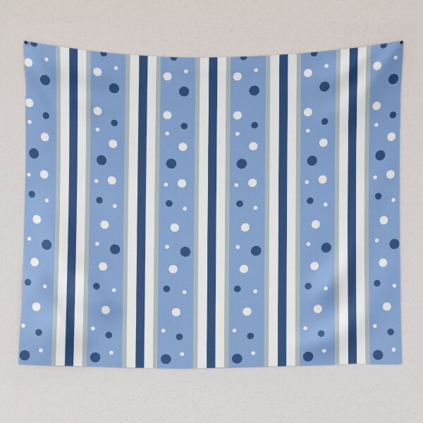 Item preview, Striped blue and white background with vertical lines and polka dots designed and sold by SpringForever.